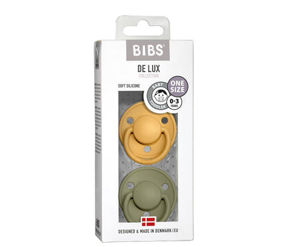 2-pack Bibs De Lux honey bee | olive one size Pacifier BIBS 