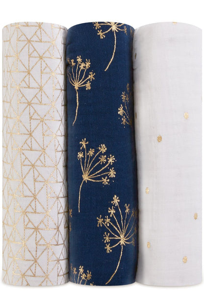 Metallic gold deco muslins swaddle 3-pack Muslin Aden + Anais 