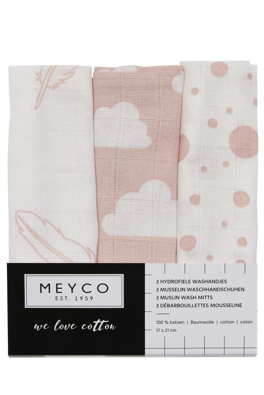 3 musselinas luva nuvens 21 x 17 cm Muslin Meyco 