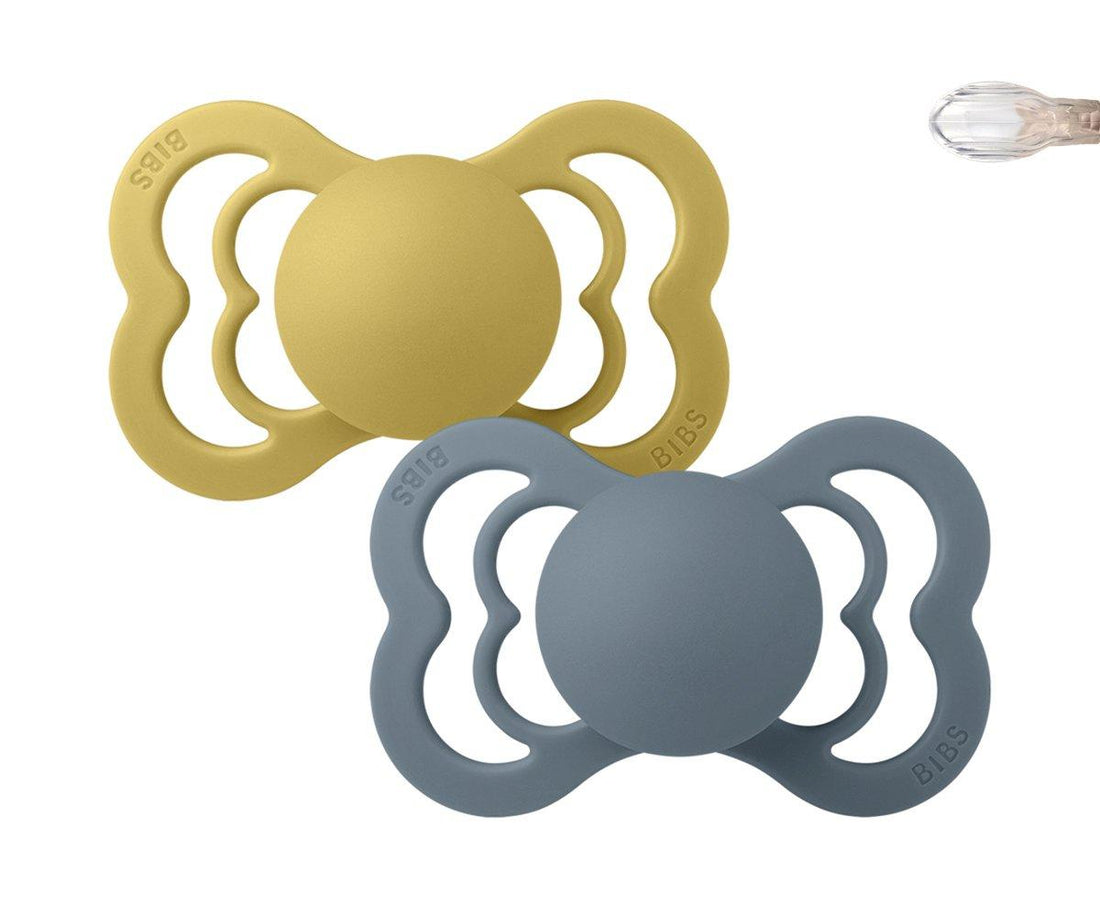 2-pack BIBS Supreme pacifier silicone mustard | petrol Pacifier BIBS