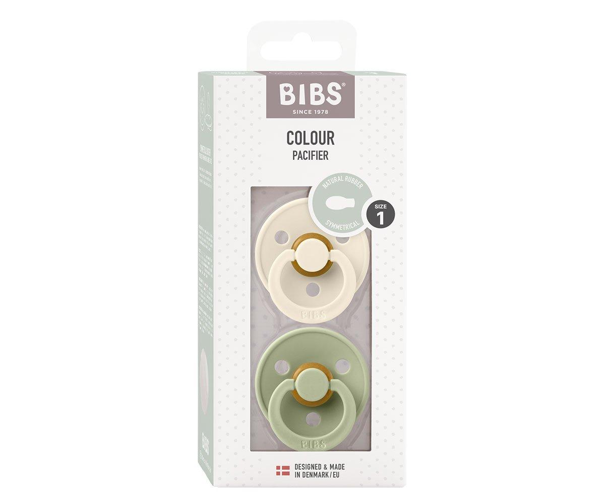 2 Chupetas BIBS Colour simétrica ivory | sage pacifier BIBS 