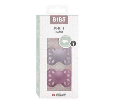 2 chupetas BIBS Infinity simétrica silicone fossil grey | mauve Pacifier BIBS 