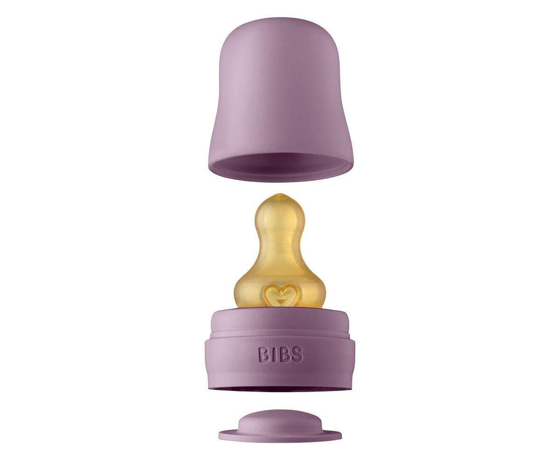 Biberão de vidro 225 ml + conjunto mauve BIBS Biberão Bibs
