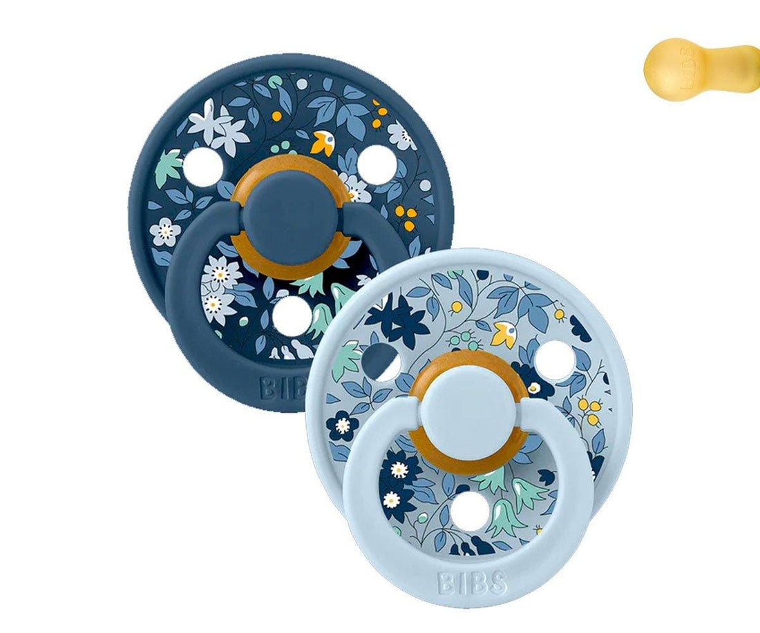 2 chupetas BIBS x Liberty Colour Chamomile | baby blue mix Bibs