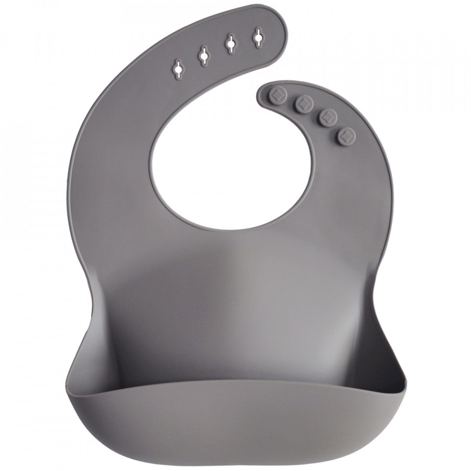 Silicone baby bib dove gray mushie dinnerware mushie