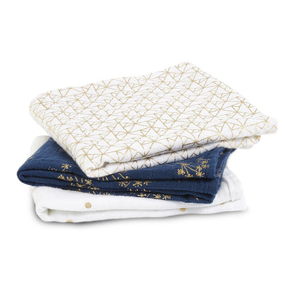 Muslin squares metallic gold deco 3-pack Muslin Aden + Anais 