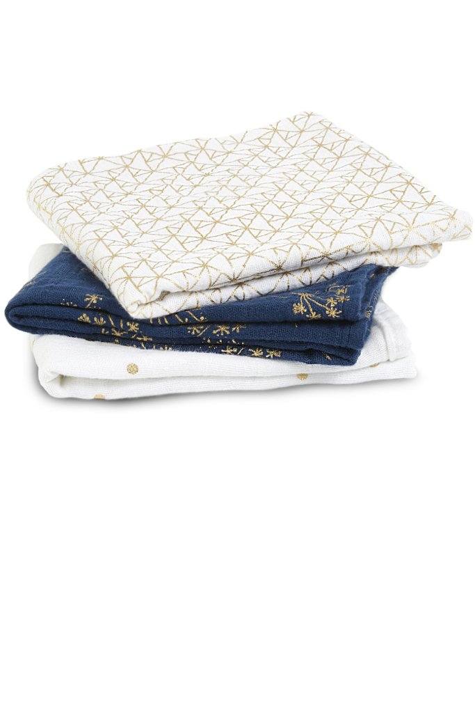 Muslin squares metallic gold deco 3-pack Muslin Aden + Anais 