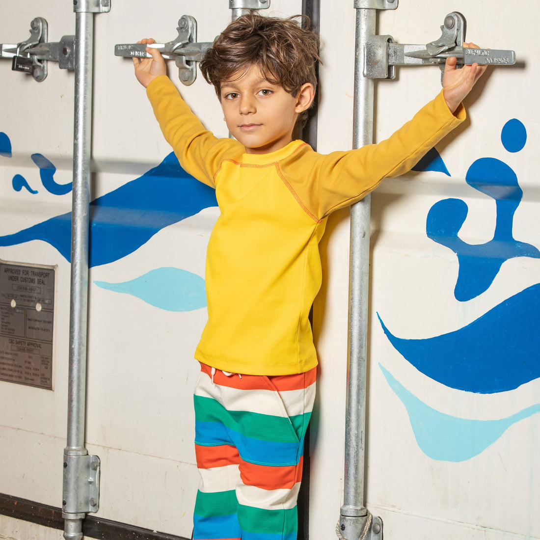 Kristoffer pants pepper green love stripes AlbaBaby Pants Alba of Denmark 