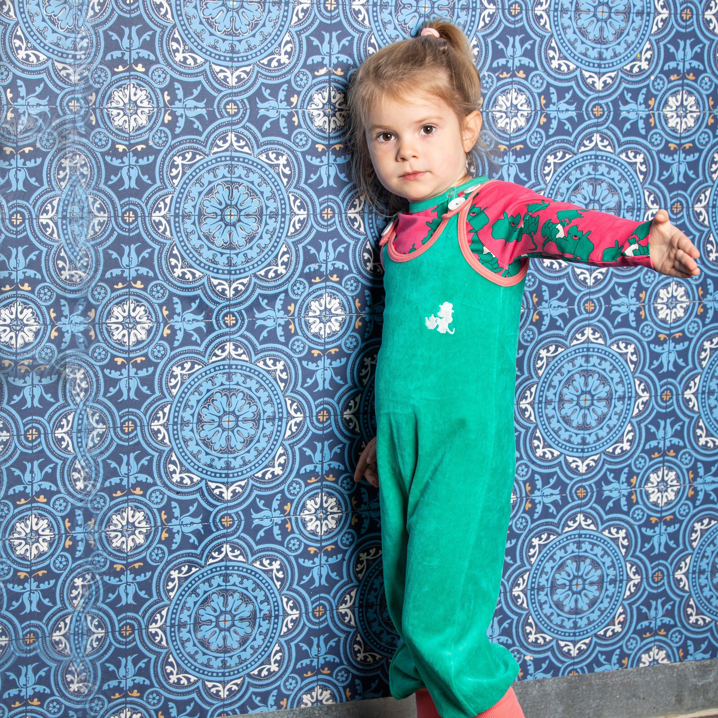 Happy crawlers pepper green AlbaBaby Dungarees Alba of Denmark 