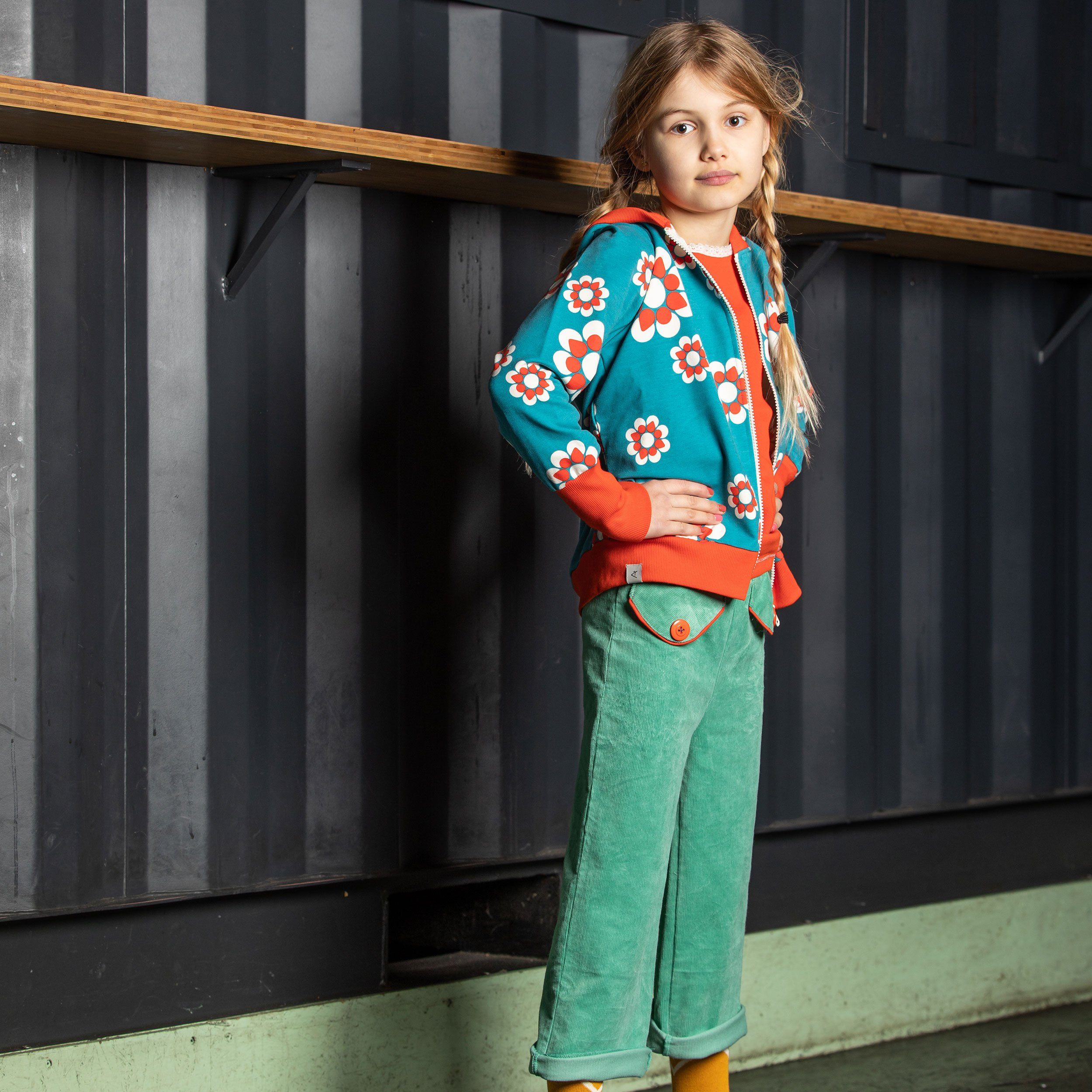 Flower power pants creme de menthe AlbaBaby Pants Alba of Denmark 