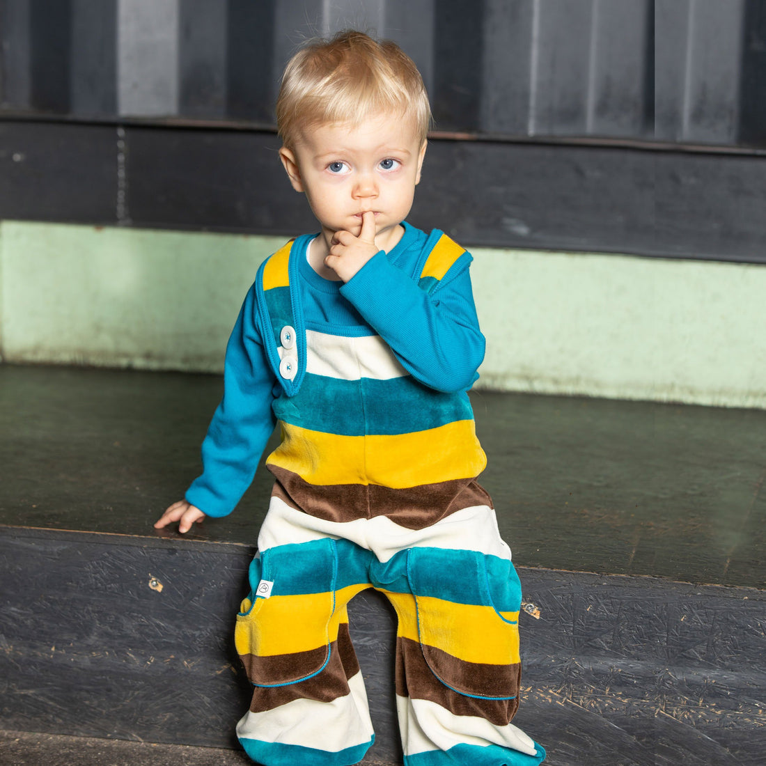 Baggy crawlers turkish tile love stripes AlbaBaby Dungarees Alba of Denmark 