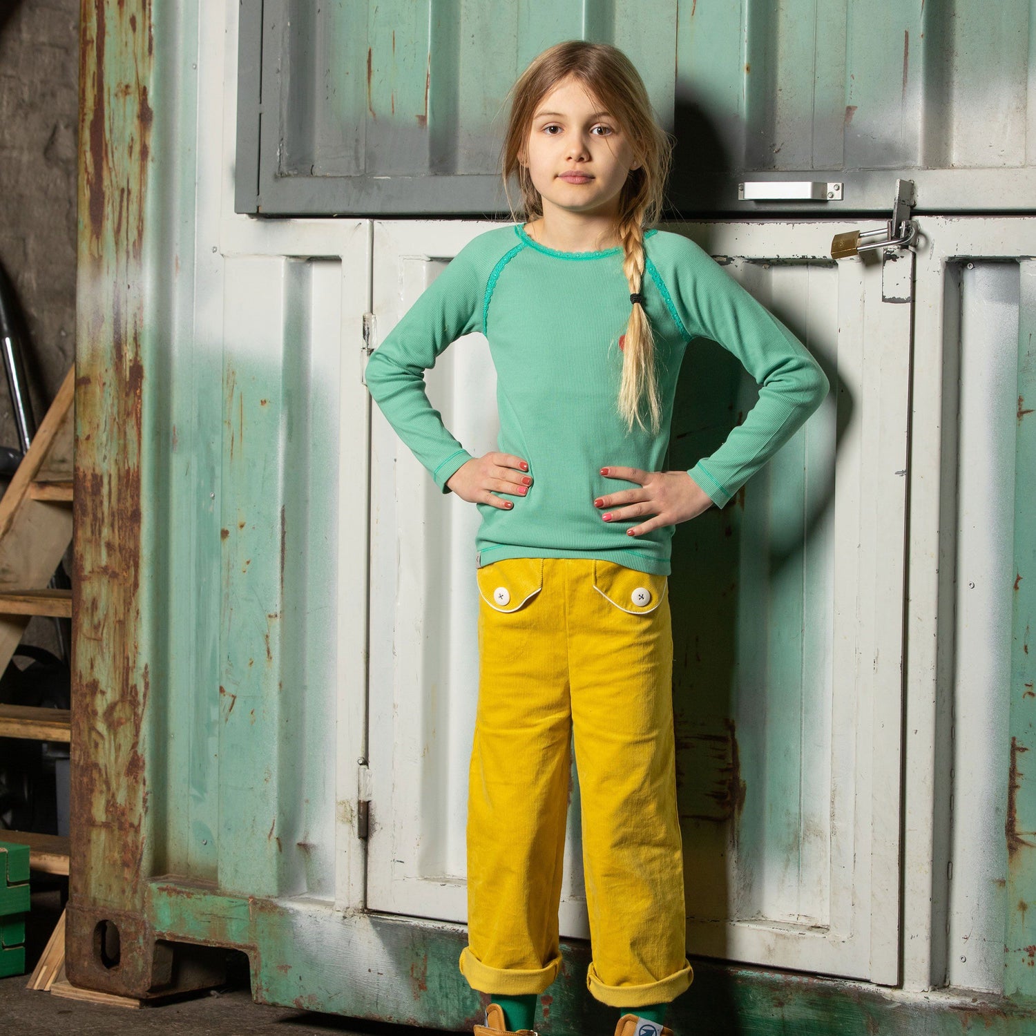 Flower power pants bright gold AlbaBaby Pants Alba of Denmark 