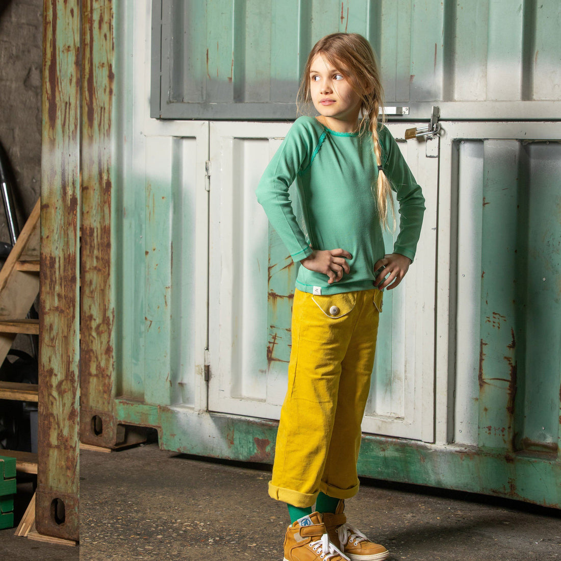 Flower power pants bright gold AlbaBaby Pants Alba of Denmark 