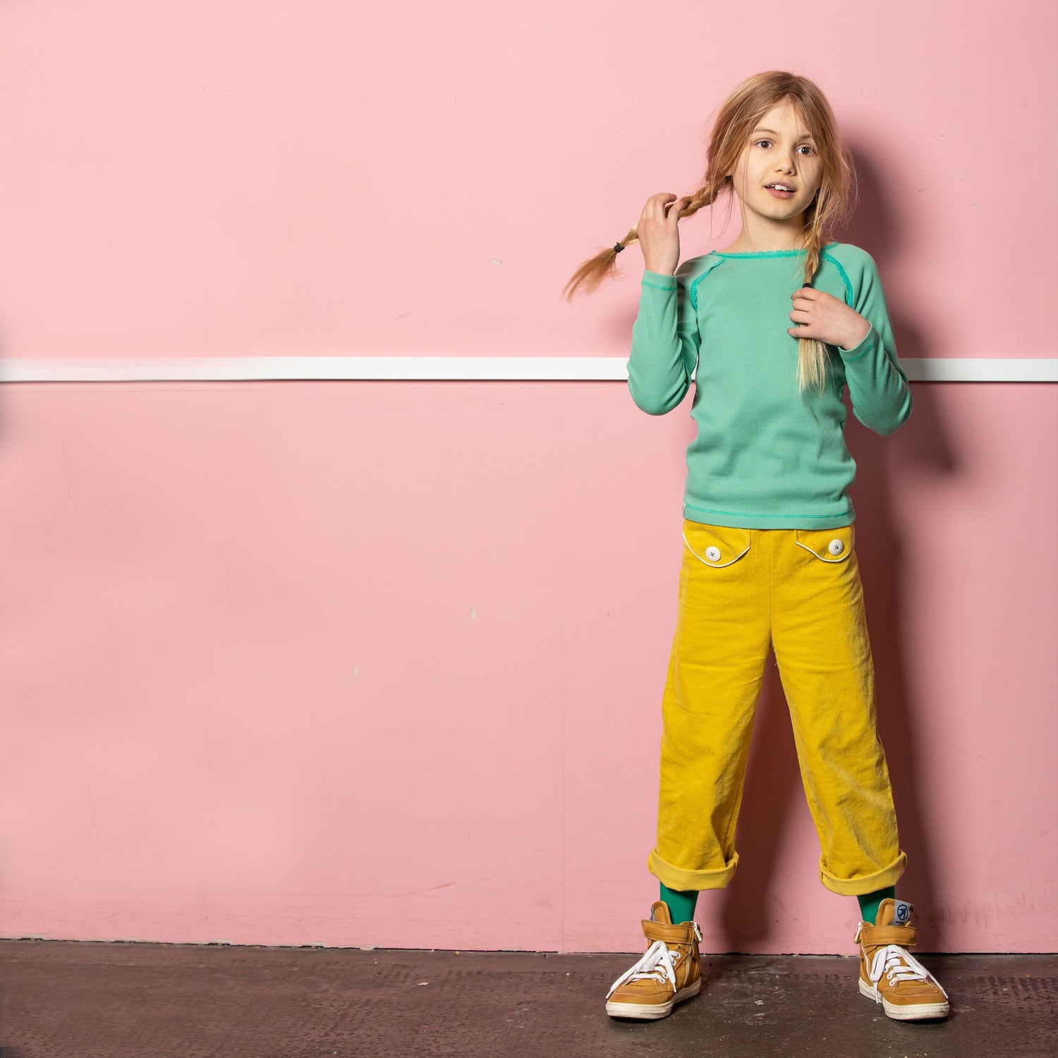 Flower power pants bright gold AlbaBaby Pants Alba of Denmark 