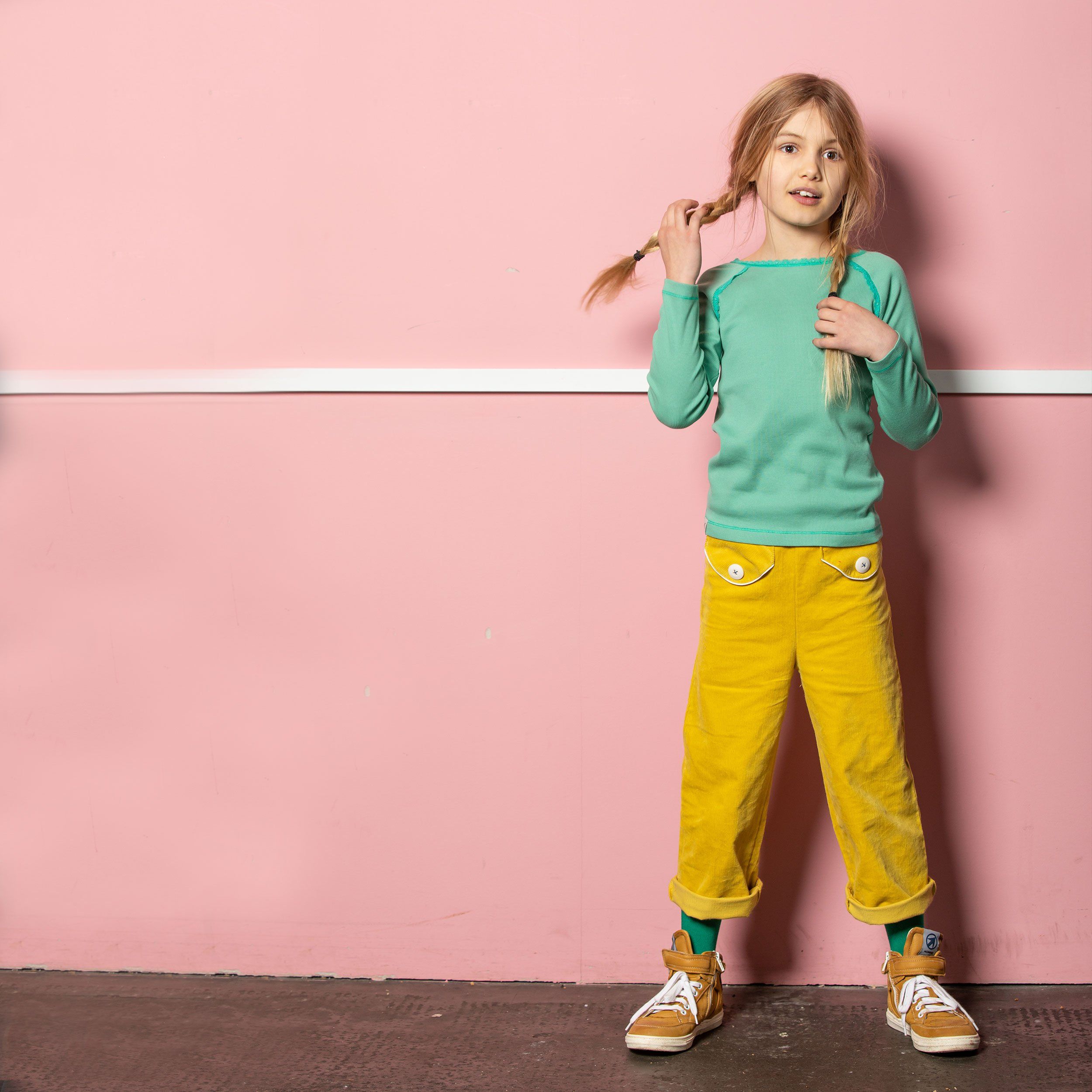 Flower power pants bright gold AlbaBaby Pants Alba of Denmark 