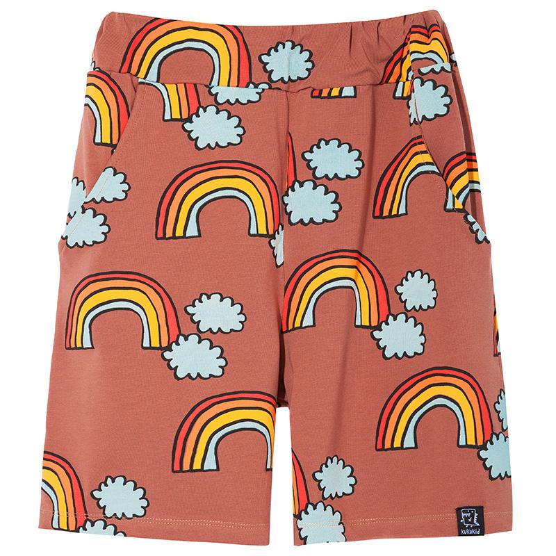 Bermudas brown rainbow Kukukid Bottoms Kukukid 