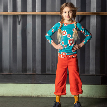 Flower power pants spicy orange AlbaBaby Pants Alba of Denmark 