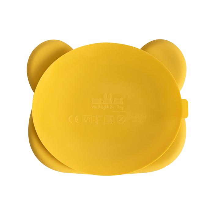 Bear stickie plate - yellow dinnerware we might be tiny 