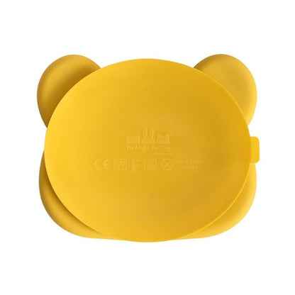 Bear stickie plate - yellow dinnerware we might be tiny 