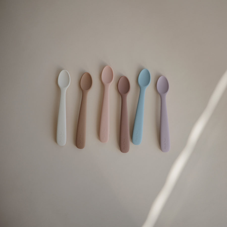 2-pack silicone feeding spoon lilac mushie Meal mushie 
