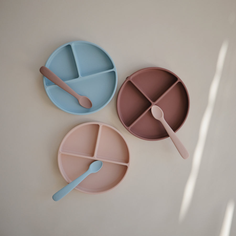 2-pack silicone feeding spoon lilac mushie Meal mushie 