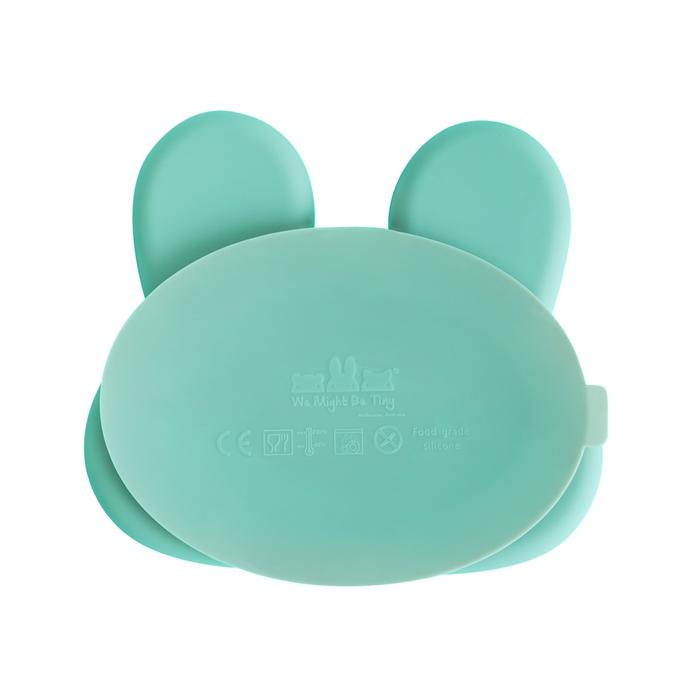 Bunny stickie plate - mint dinnerware we might be tiny 
