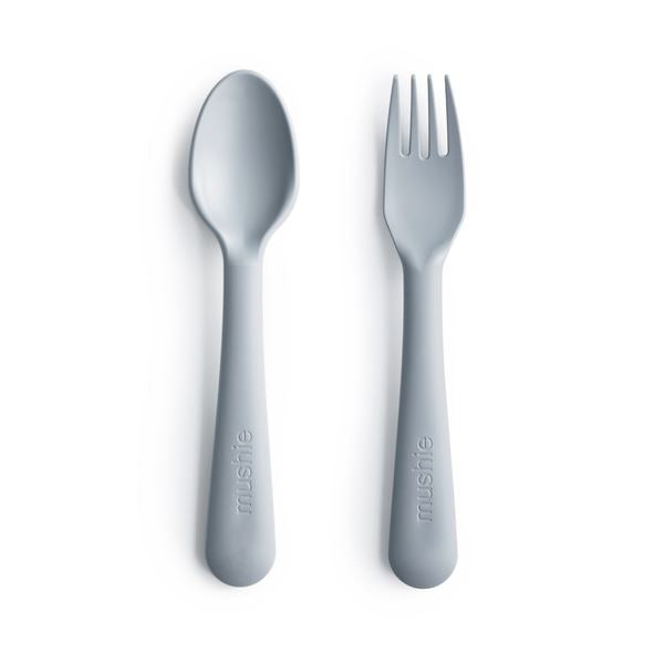 Fork and spoon set cloud mushie clip mushie