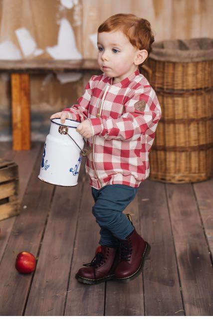 Maroon checker bomber jacket Dear Sophie Jackets Dear Sophie 