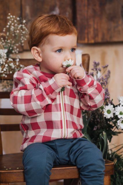 Maroon checker bomber jacket Dear Sophie Jackets Dear Sophie 