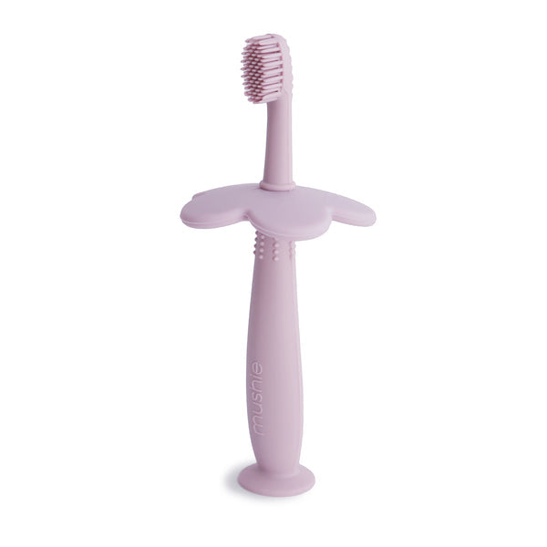 Flower training toothbrush soft lilac mushie toothbrush mushie 