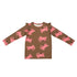 Cat on brown ruffled long sleeve don&