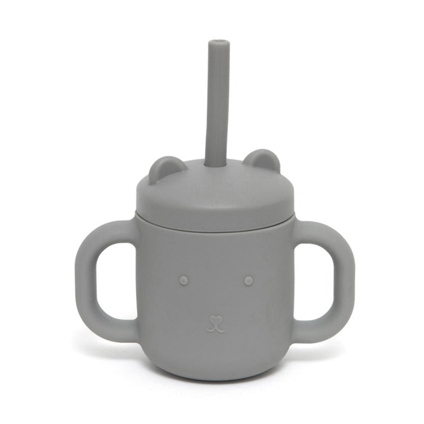 Copo de treino + palhinha pewter green Dinnerware Petit Monkey 