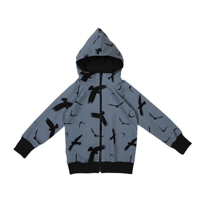 Casaco c/ capuz birds on dusty blue Tops Malinami 