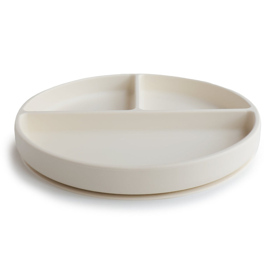 Silicone suction plate ivory mushie meal mushie 