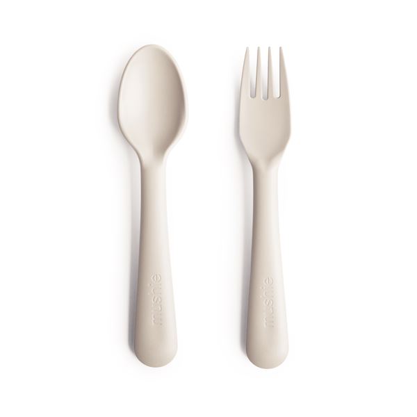 Fork and spoon set ivory mushie Meal mushie 