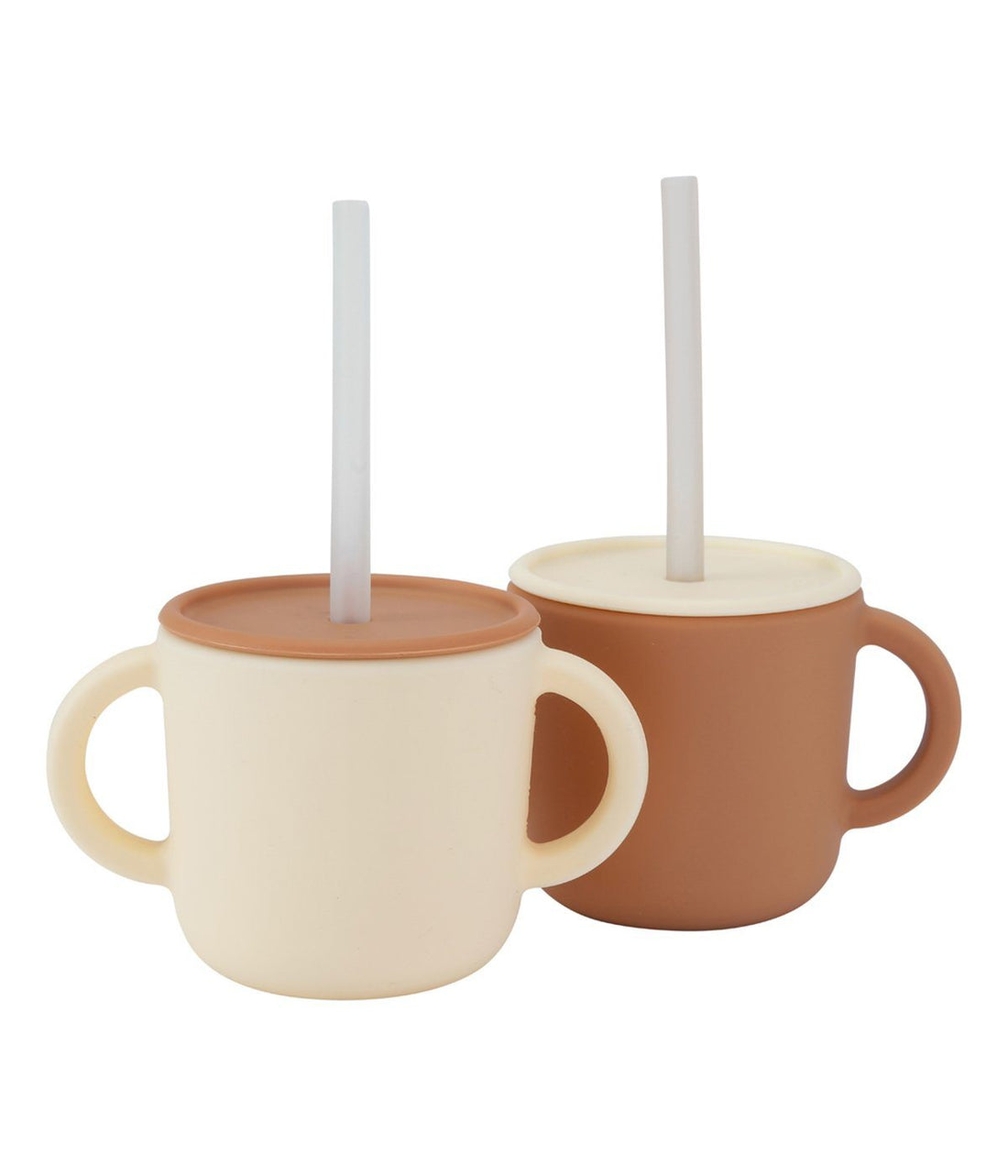 2-pack Silicone cups w/ lid Terra / Cream Lille Vilde dinnerware LIlle Vilde