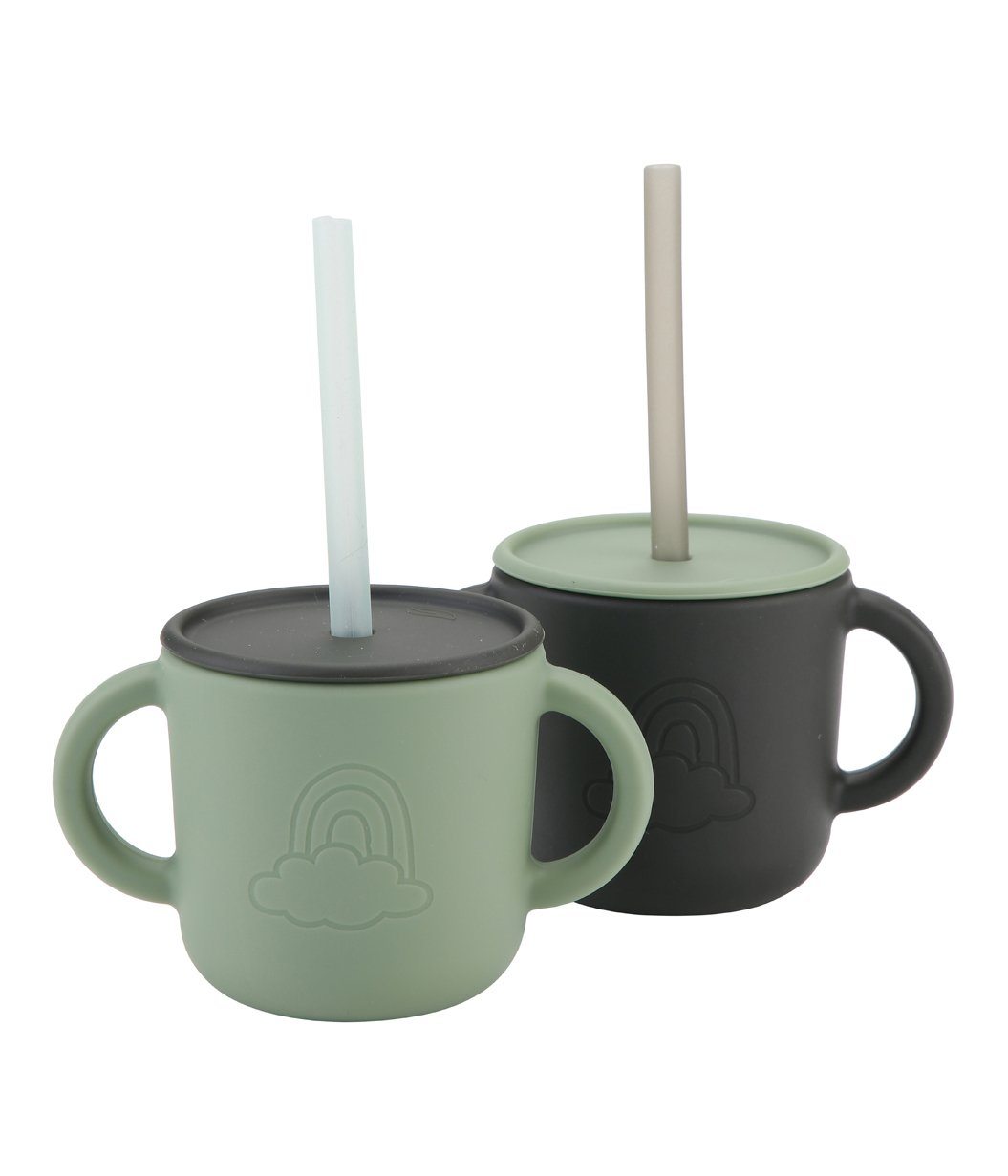 2-pack Silicone cups w/ lid Sage / Forest Lille Vilde dinnerware LIlle Vilde 