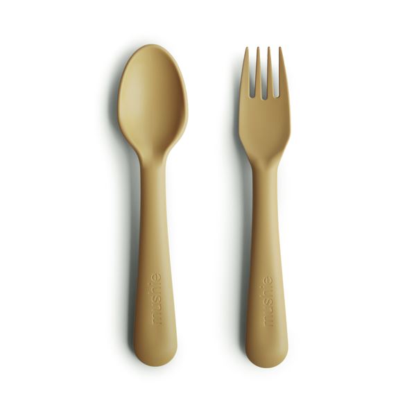 Fork and spoon set mustard mushie Meal mushie 
