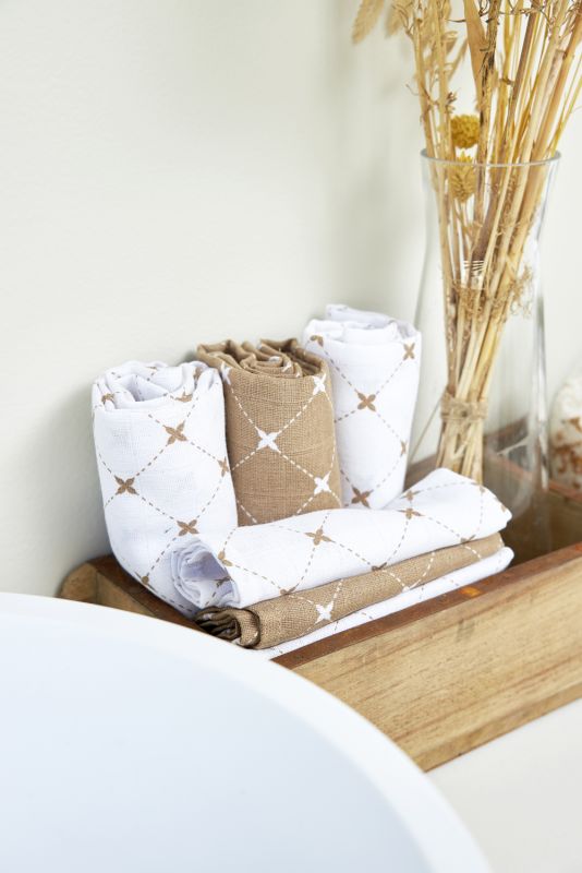 3 musselinas Louis taupe 70 x 70 cm Muslin Meyco