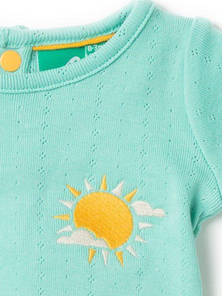 Pointelle pale turquoise tee Tops Little Green Radicals 