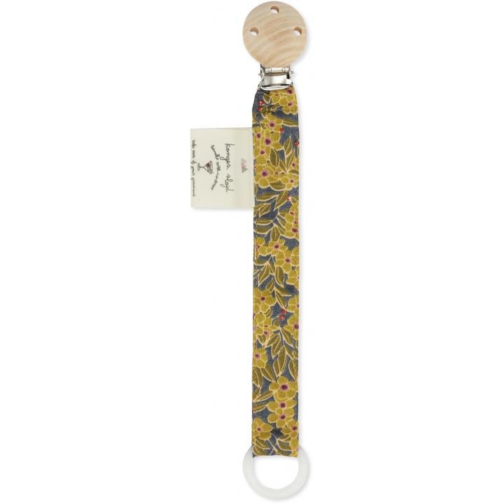 Pacifier clip winter leaves mustard Konges sløjd pacifier clip Konges sløjd