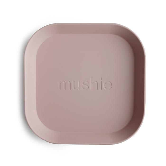 2-pack square dinnerware plates blush mushie meal mushie 