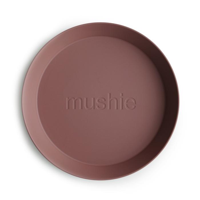 2-pack round dinnerware plates woodchuck mushie meal mushie 