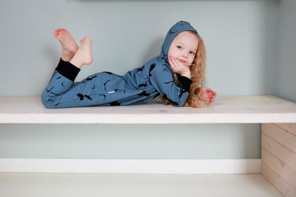 Jumpsuit birds on dusty blue Playsuits Malinami