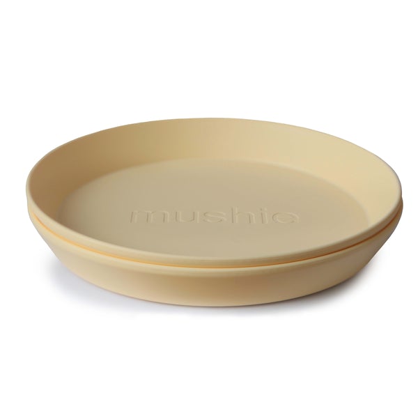 2-pack round dinnerware plates daffodil mushie meal mushie 