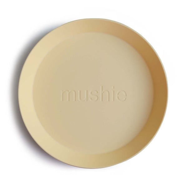 2-pack round dinnerware plates daffodil mushie meal mushie 