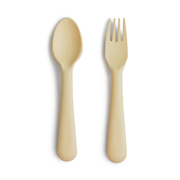 Fork and spoon set daffodil mushie Meal mushie