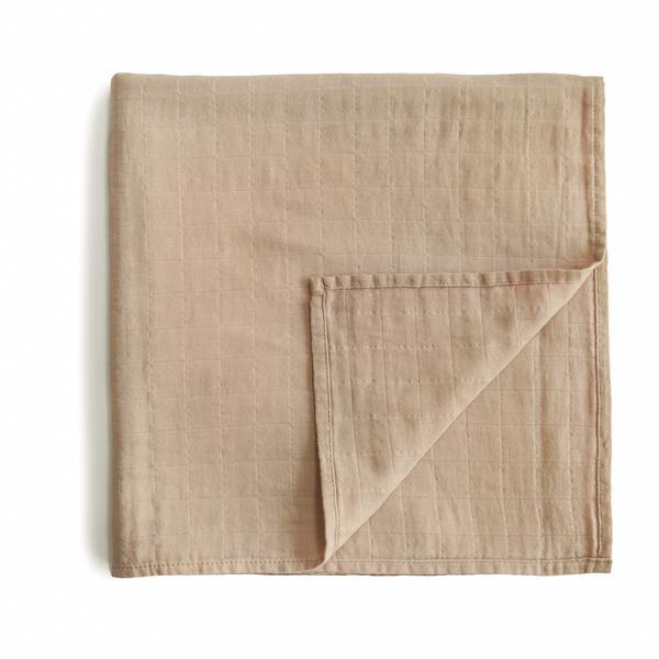 Muslin swaddle pale taupe mushie muslin mushie 