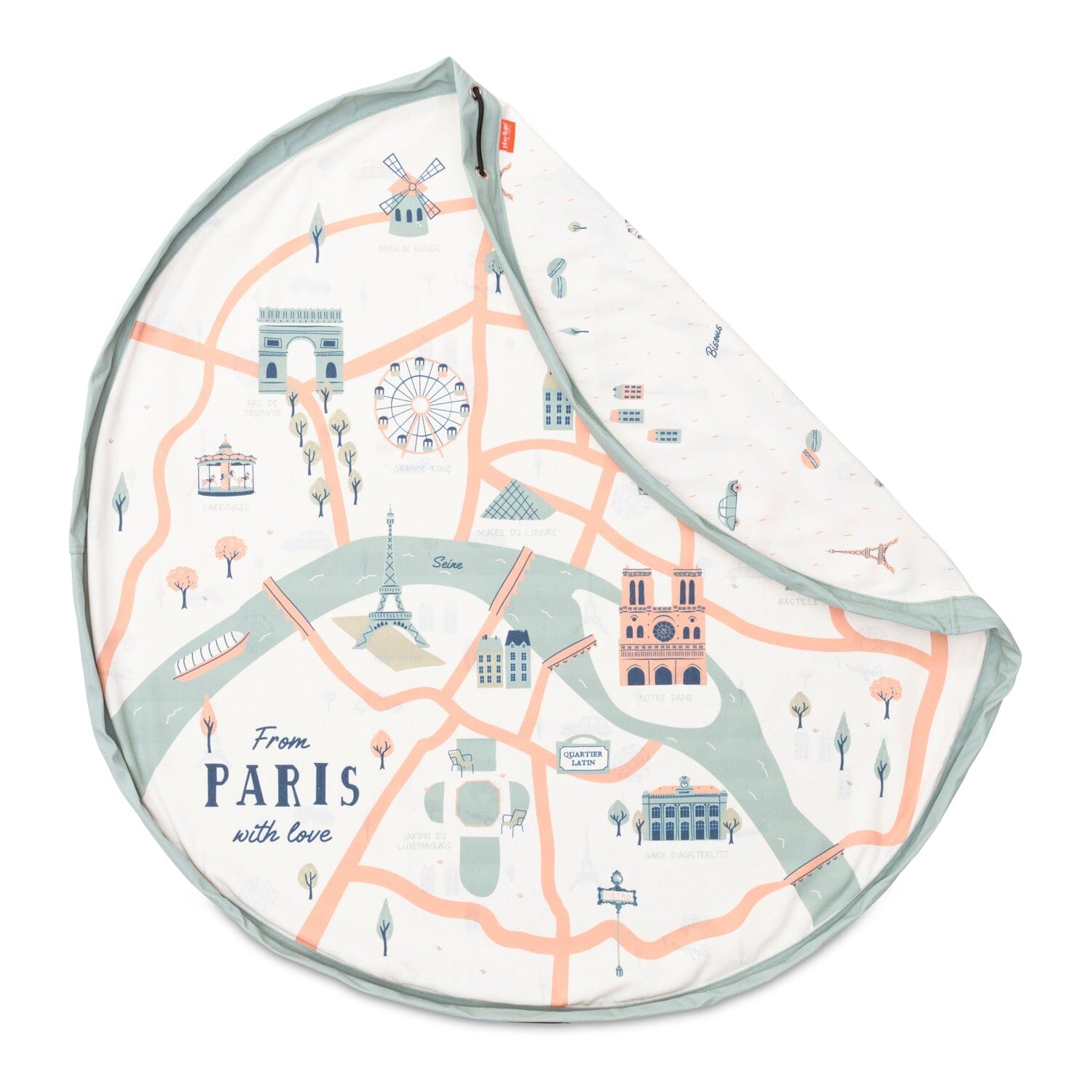 2 em 1 saco de arrumação | tapete de brincar mapa de Paris Play&amp;Go 