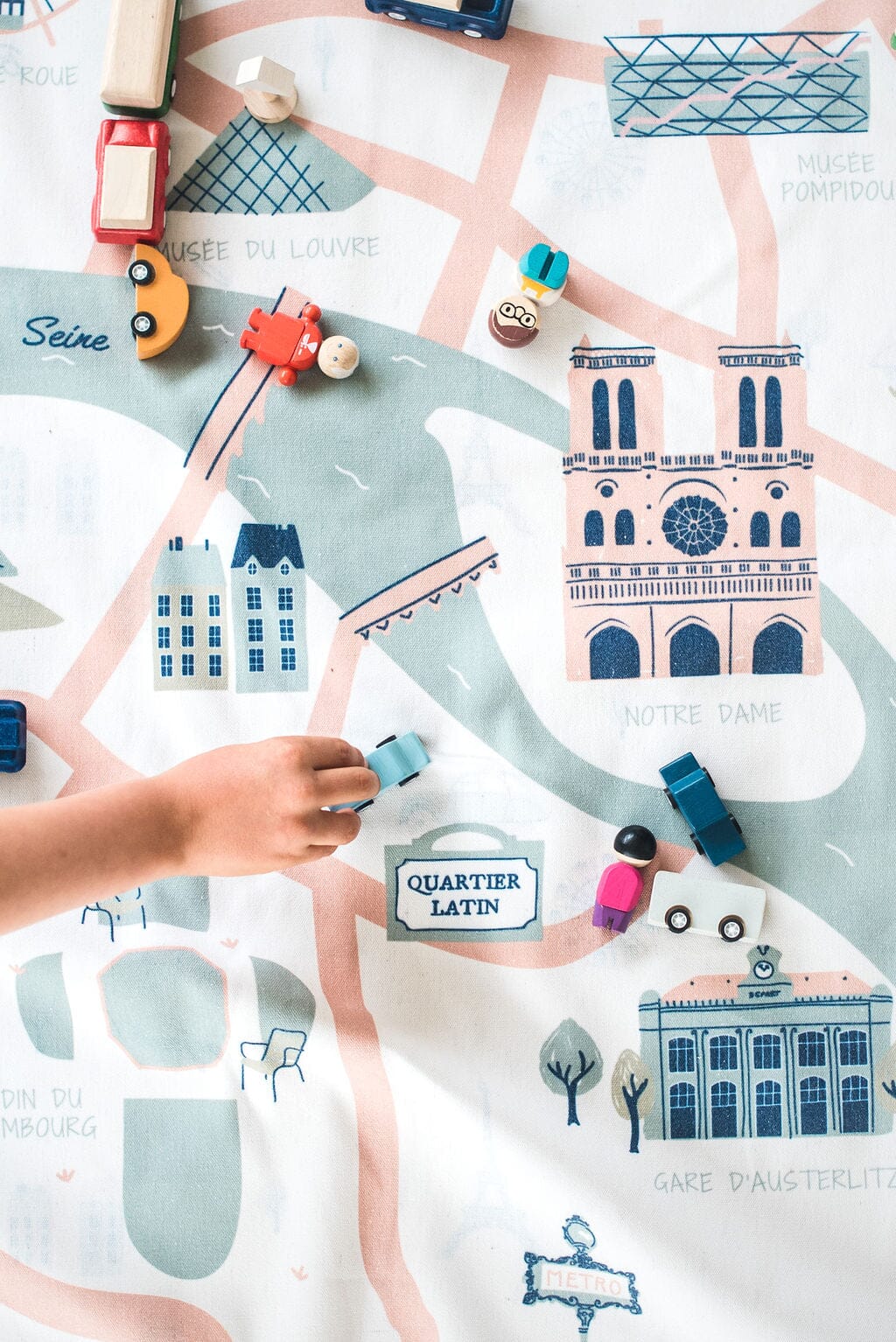 2 em 1 saco de arrumação | tapete de brincar mapa de Paris Play&amp;Go 